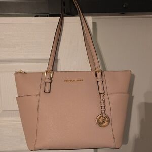 Michael Kors Soft Pink Leather Tote with Gold Accent